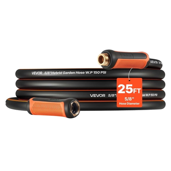 5/8 Inch Garden Hose, Heavy Duty Hybrid Water Hose, Flexible Non-Kink Outdoor Hose with 600 PSI Burst & 3/4" Fitting, Lightweight Hoses for Gardening Cleaning
