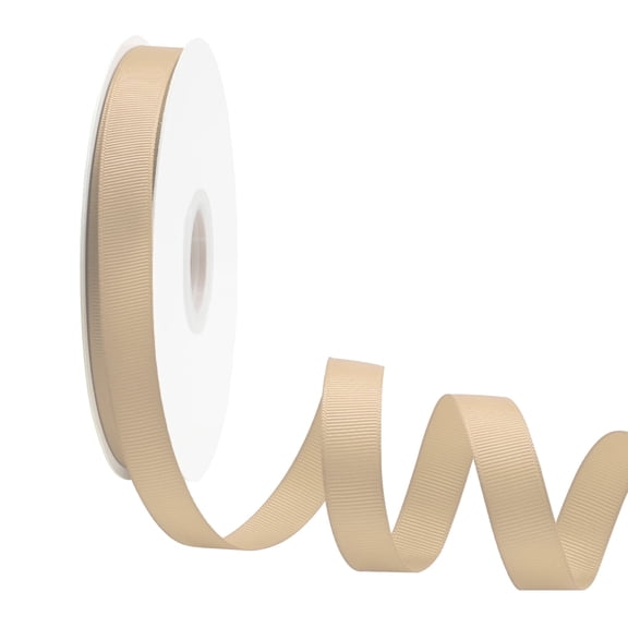 5/8 Inch Grosgrain Ribbon - 50 Yards Craft Ribbon for Gift Wrapping, Wedding Decor, Hair Bows & DIY Projects Tan