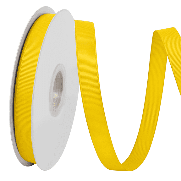 5/8 Inch Grosgrain Ribbon - 50 Yards Craft Ribbon for Gift Wrapping, Wedding Decor, Hair Bows & DIY Projects Yellow