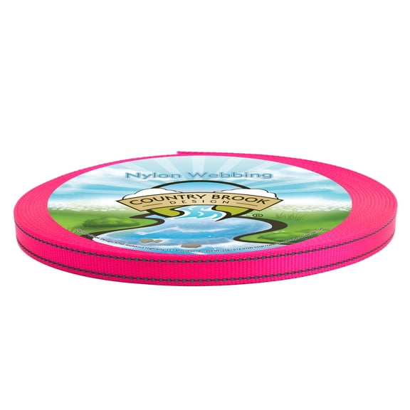 Country Brook Design® 5/8 Inch Hot Pink Reflective Nylon Webbing, 5 Yards