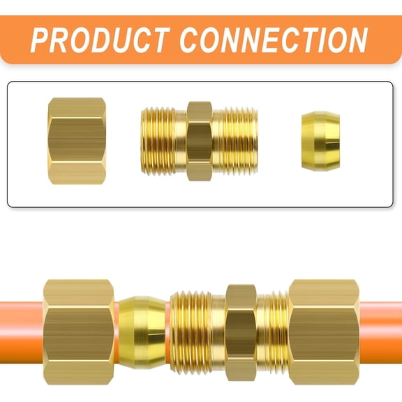 5/8 Inch Male Flare x 5/8 Inch Male Flare Connector Gas Adapter Union BrassTube Coupler Pipe Fitting (2PCS)