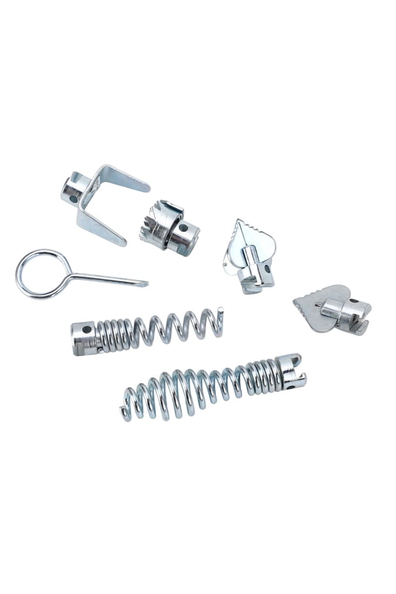5/8 Inch Manganese Steel Drain Auger Cutter Head Kit with Spring Key for Dredging Machine - Serrated, Cross, U-Shape, Winding, Olive Shapes
