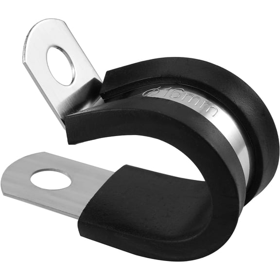 5/8 Inch R-Type Rubber Cushioned Insulated Clamp, 304 Stainless Steel Cable Clamp for Secure Pipe Fastening or Wire Cord Installation(20 Pack)