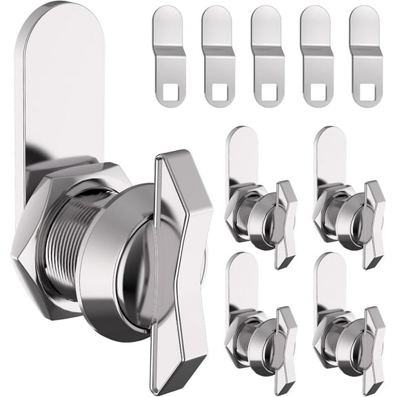 5/8 Inch Thumb Operated Offset Cam Lock Set - Keyless 5PC Compartment Lock for RV, Camper Storage Door Latch, Cabinet Mailbox Drawer Cam Latch - Excellent Zinc Alloy Replacement Set