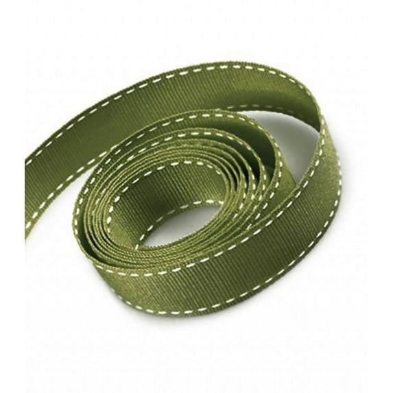 5/8 Inch Willow Grosgrain Ribbon With White Stitching