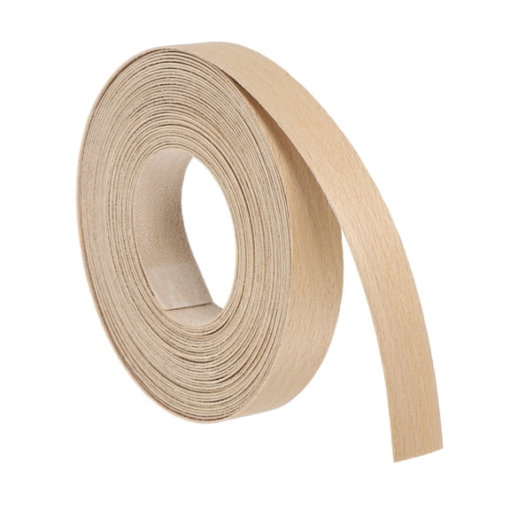 5/8 Inch x 25ft Wood Veneer Edge Banding, Pre-Glued Flexible Beech Edging Strips, Iron on with Hot Melt Adhesive Wood Tape for Cabinet Repair and Furniture Restoration