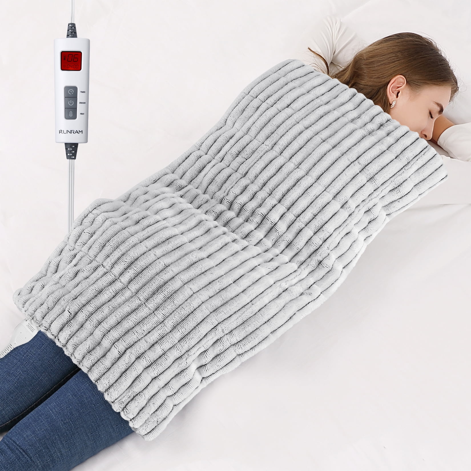 Sharper Image Calming Heat Massaging Weighted Heating Pad 4lbs 12 Settings Grey with Vibration and Auto Shut Off Walmart