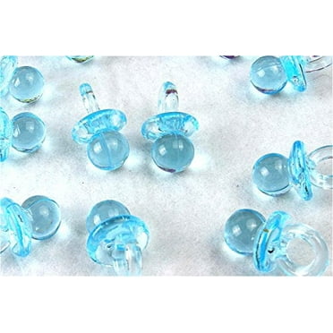 5/8" Mini Clear Pacifiers Baby Shower Game Party Decoration Favors 144pcs (Blue)