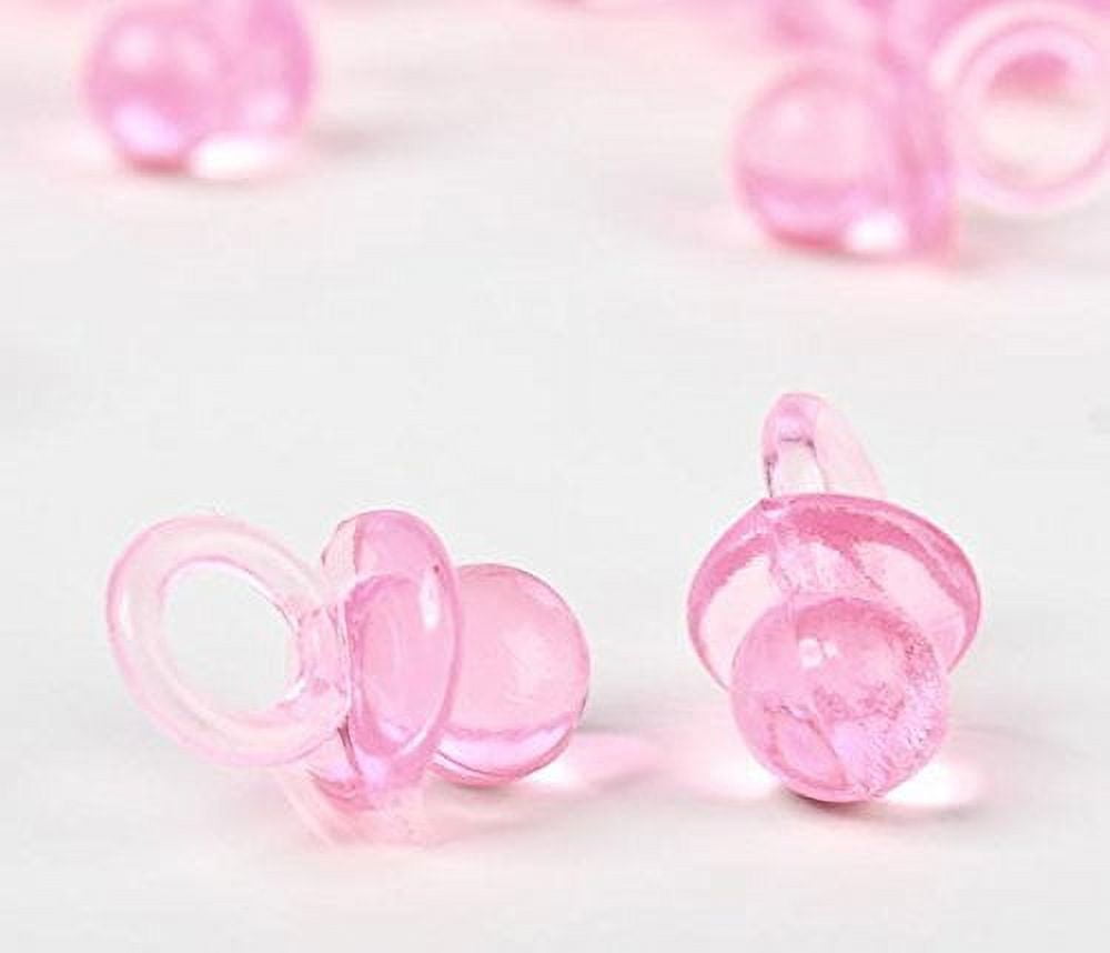 3/4 Inch Mini Clear Pacifiers - 12pcs Pink Baby Shower Game Decorations
