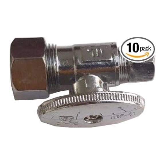 5/8" OD x 3/8" OD Compression Fittings - 10 Pack Straight Connectors, Full Port 1/4 Turn, Brass Water Connectors for Potable Water & Hydronic Heating