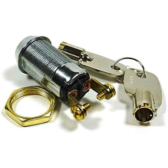 5/8" On/Off Key Switch Lock SPST Key Removable On Or Off With 2 Keys and Nut; 30-10078
