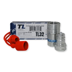 5/8" SAE Thread Ag Quick Connect Hydraulic Poppet Style Coupler | 1/2" Body Size | Tractor Attachments | ISO 5675 Heavy-Duty Coupling Set with Dust Caps | Model TL32