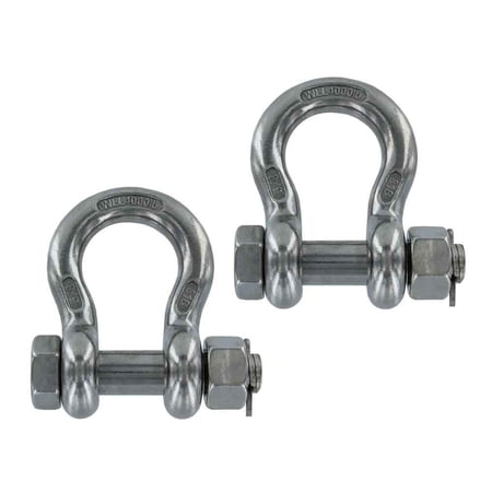 5/8" Stainless Steel Bolt Type Anchor Shackle Type 316 - 2 Pack