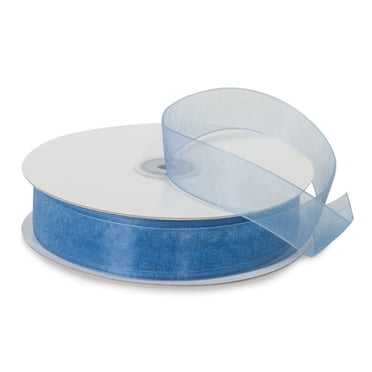 Sheer Organza Ribbon Roll - 7/8 Inch Wide, 25 Yards Long, Turquoise Color (100% Nylon)
