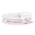 thumbnail image 1 of 5/8" Wide White Merry Christmas Ribbon with Red Stitching - 25 Yards (20151WH), 1 of 1
