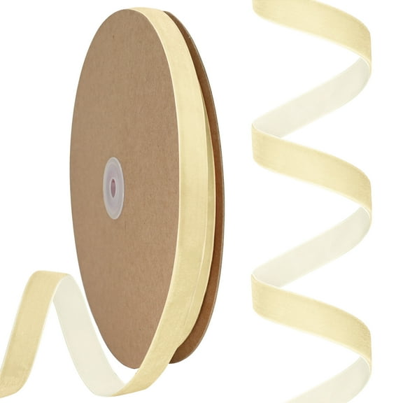 5/8" Wide x 25 Yards Velvet Ribbon, Vintage Velvet Ribbons ivory