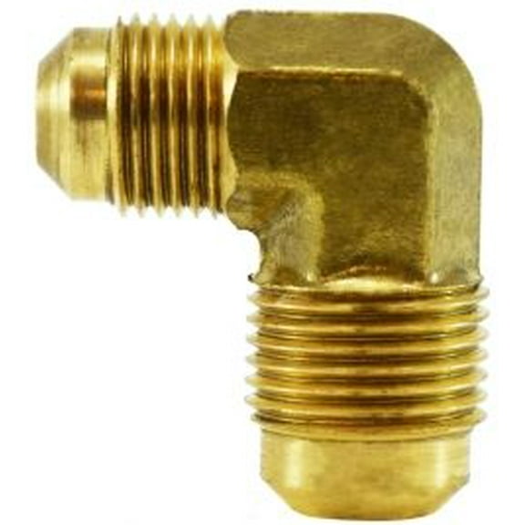 5/8 X 1/2 Red Male Flare Elbow, SAE 45 Deg Flare, Brass Fittings