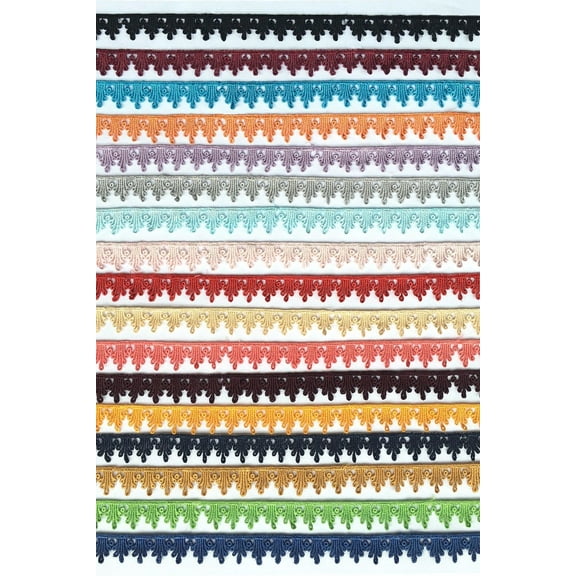 5/8" Yellow Pink Blue Gold Gray Orange Coral Lilac Green Red Lace Trim By Yard