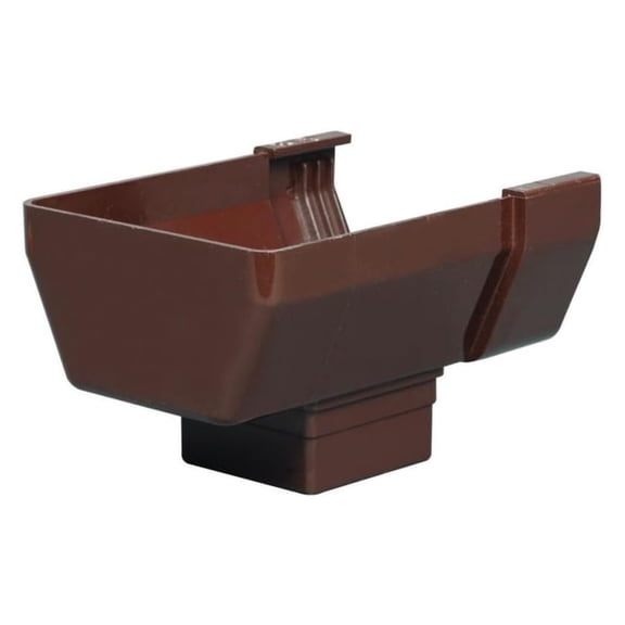 5.8 in. H X 4.5 in. W X 5.8 in. L Brown Vinyl U Gutter Drop Outlet