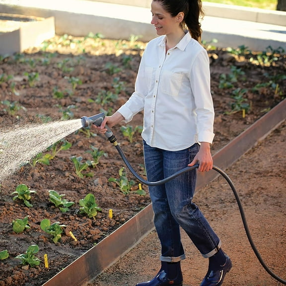 5/8 in x 50 ft Heavy Duty Garden Hose, Flexible Kink Resistant Outdoor Water Hose, Gray