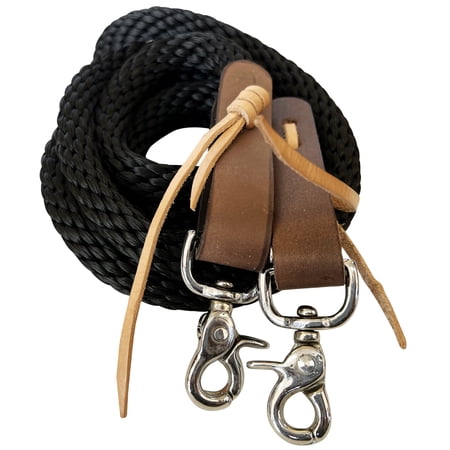 5/8 in x 8 ft Hilason Poly Roper ReinsÂ Scissor Snap Black