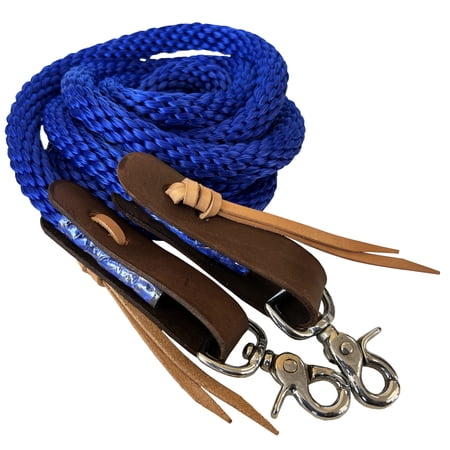 5/8 in x 8 ft Hilason Poly Roper ReinsÂ Scissor Snap Blue