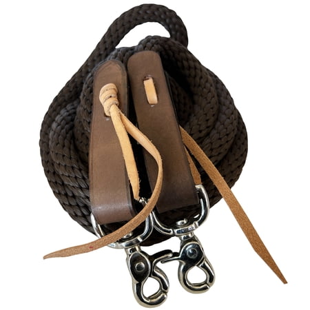5/8 in x 8 ft Hilason Poly Roper ReinsÂ Scissor Snap Brown