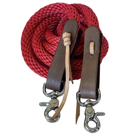 5/8 in x 8 ft Hilason Poly Roper ReinsÂ Scissor Snap Red