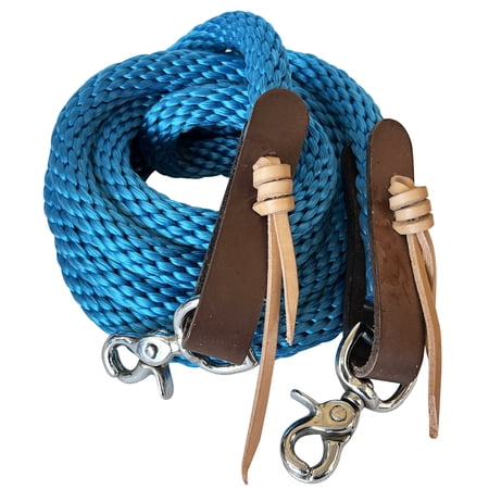 5/8 in x 8 ft Hilason Poly Roper ReinsÂ Scissor Snap Turquoise