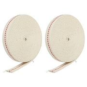 5/8 inch Flat Wide 3 Meter/10Ft Long Cotton Oil Lamp Wick with Red Stitch, 2 Roll