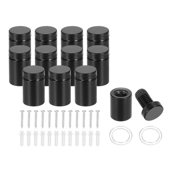 5/8" x 1" Standoff Screws, 12 Pack Stainless Steel Wall Mount Sign Standoffs Mounting Hardware Advertising Nail, Black