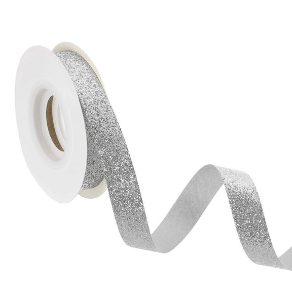 5/8" x 10 Yards Sparkle Ribbons, Gift Wrapping Crafts Cut Edge Ribbon, Silver
