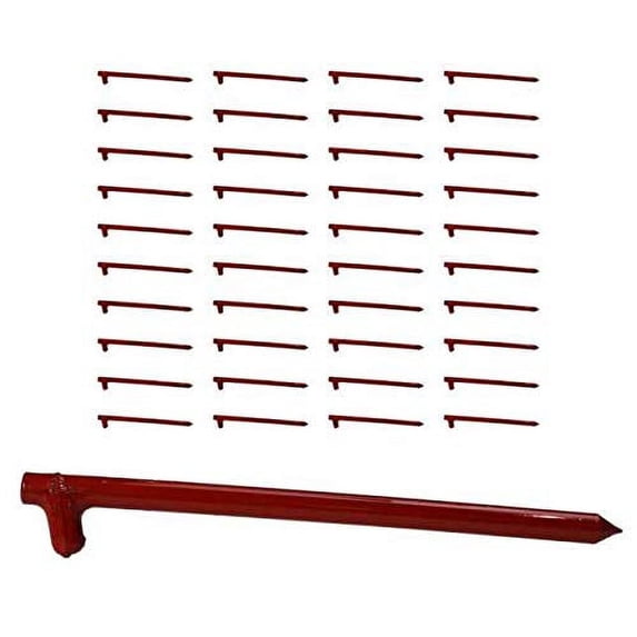 5/8" x 12" Military Approved Tent Stake - Hot Forged Tent Pin - Red