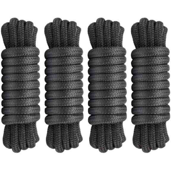5/8" x 15' Dock Lines - Heavy Duty Marine Grade Boat Ropes for Docking with 15" Loop - Double Braided Boat Lines, Marine Rope Mooring Lines, High Strength, Easy Handling - 4 Pack,Black$$Watercraft