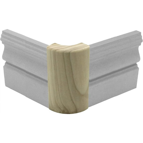 5/8" x 2" x 4" Poplar (Paint Grade) Outside Radius Corner Base Block, Trim Molding for Thin Baseboard (18)