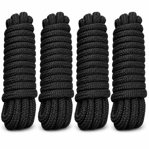 5/8" x 20' (Pack of 4) Double Braided Nylon Boat Dock Lines for Docking and Mooring