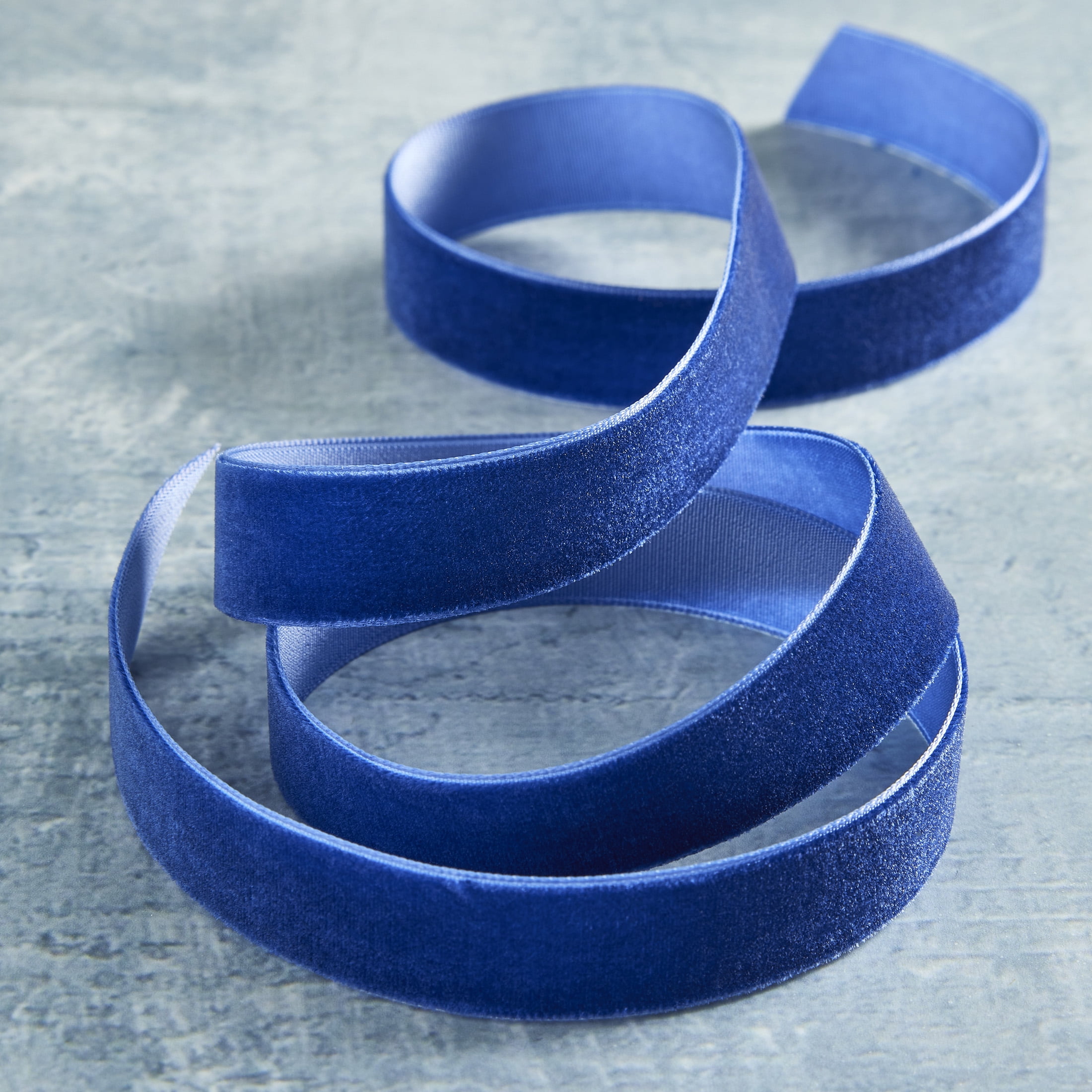 5/8" x 3yd. Blue Velvet Ribbon by Celebrate It – Non-Wired with Woven Edge - Nylon - Ideal for Gift Wrapping - Baskets & Luxe DIY Decor - 12 Pack