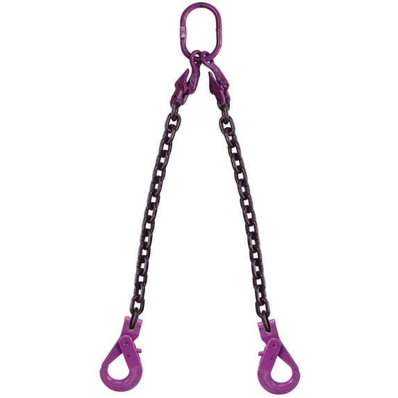US Cargo Control 5/8 Inch x 5 Foot Adjustable 2-Leg Chain Sling with Self-Locking Hook Grade 100 Alloy Steel Overhead Lifting Sling for Large and Heavy Cargo