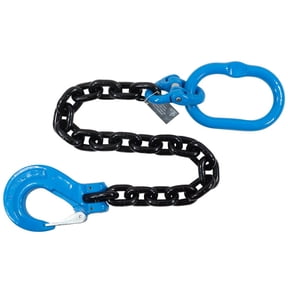 5/8" x 5 Ft Single Leg G100 Chain Sling with Clevis Safety Latch Hook 22,600 lbs WLL | Oblong Master Link, Heavy-Duty Rigging Sling for Industrial Lifting & Material Handling