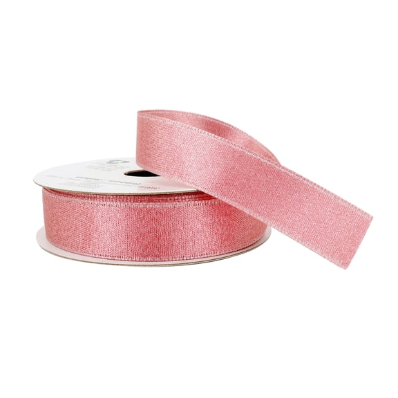 5/8" x 7yd. Blush Shimmer Ribbon by Celebrate It – Non-Wired with Woven Edge - Ideal for Gift Wrapping - Crafts & Decor - 12 Pack