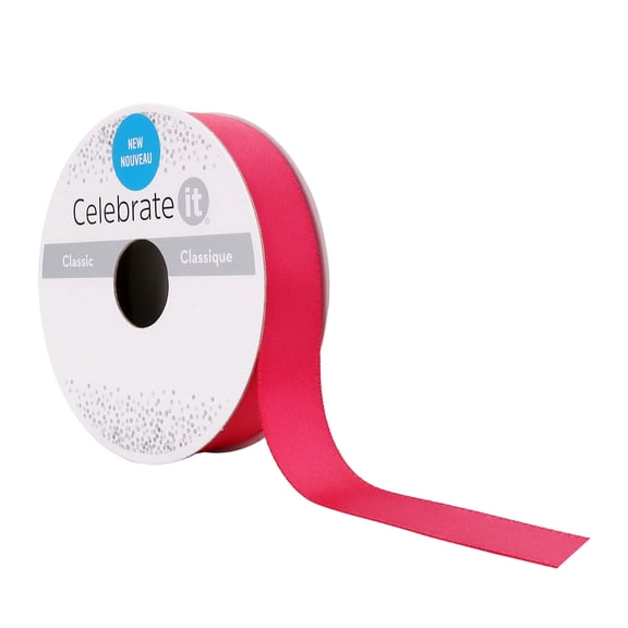 5/8" x 7yd Cherry Satin Ribbon by Celebrate It â€“ Smooth Polyester Finish - Non-Wired with Woven Edge - 12 Pack