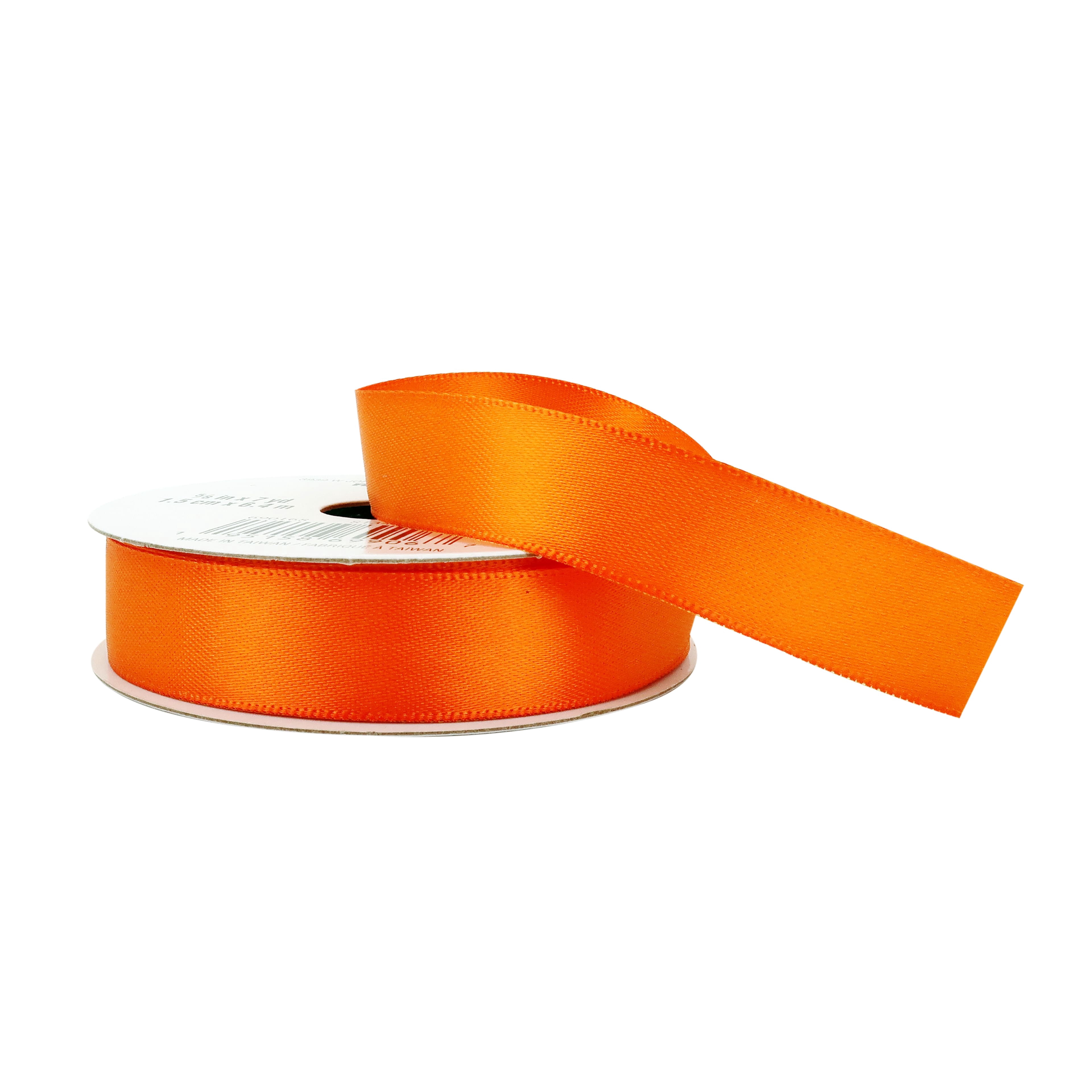 5/8" x 7yd Orange Double Faced Satin Ribbon by Celebrate It – Smooth Polyester Finish - Non-Wired with Woven Edge - 12 Pack