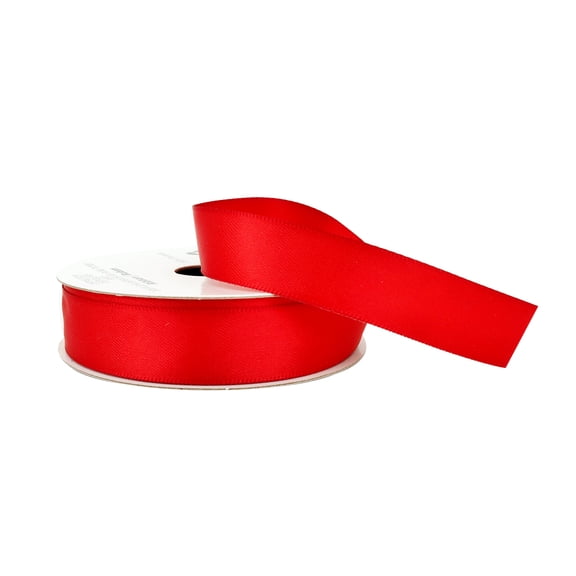 5/8" x 7yd Red Basic Satin Ribbon by Celebrate It – Smooth Polyester Finish - Non-Wired with Woven Edge - 12 Pack