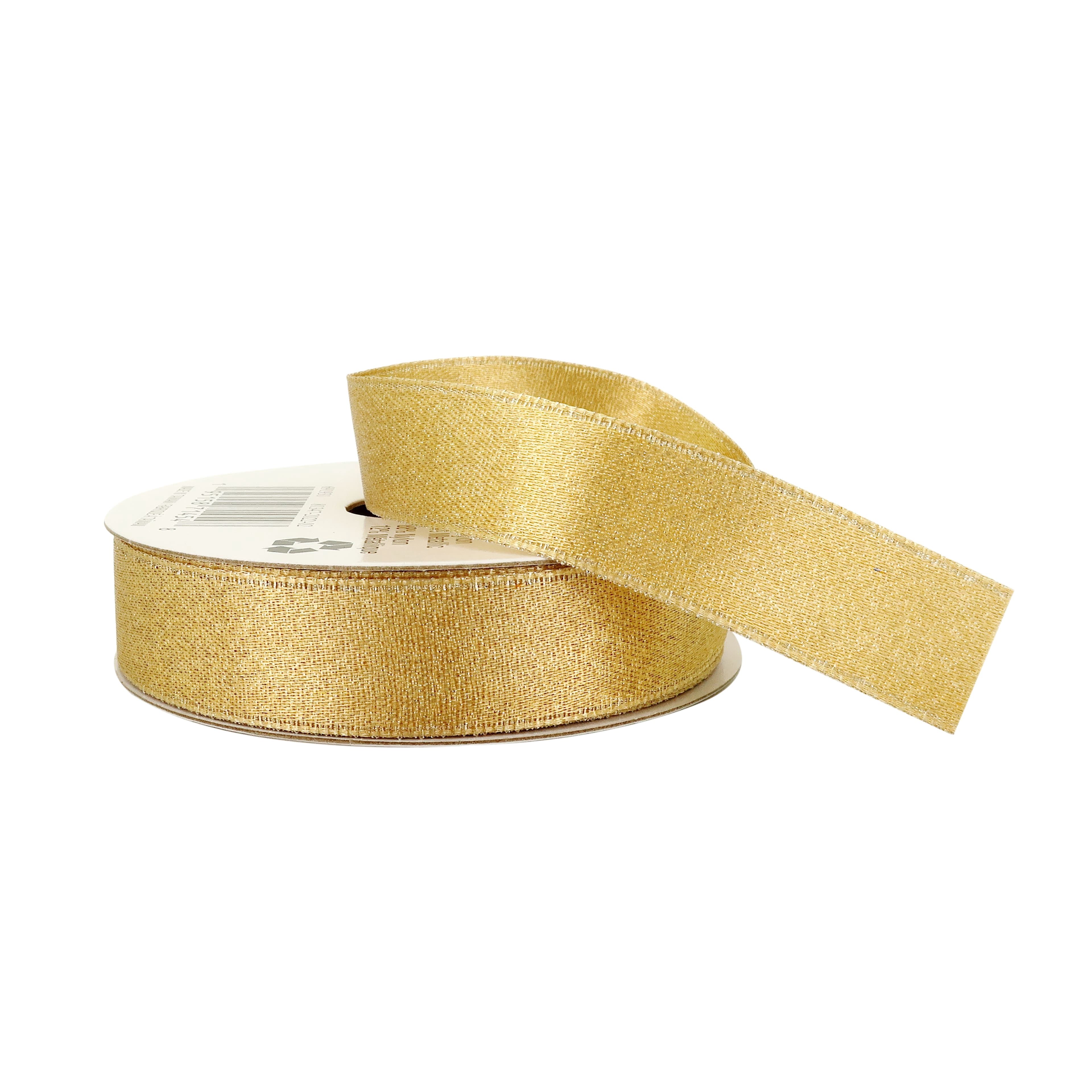 Celebrate It 5/8" x 7yd. Shimmer Satin Ribbon - Gold, Non-Wired with Woven Edge, Nylon & Metallic - Ideal for Gift Wrapping, Crafts & Decor, 12 Pack