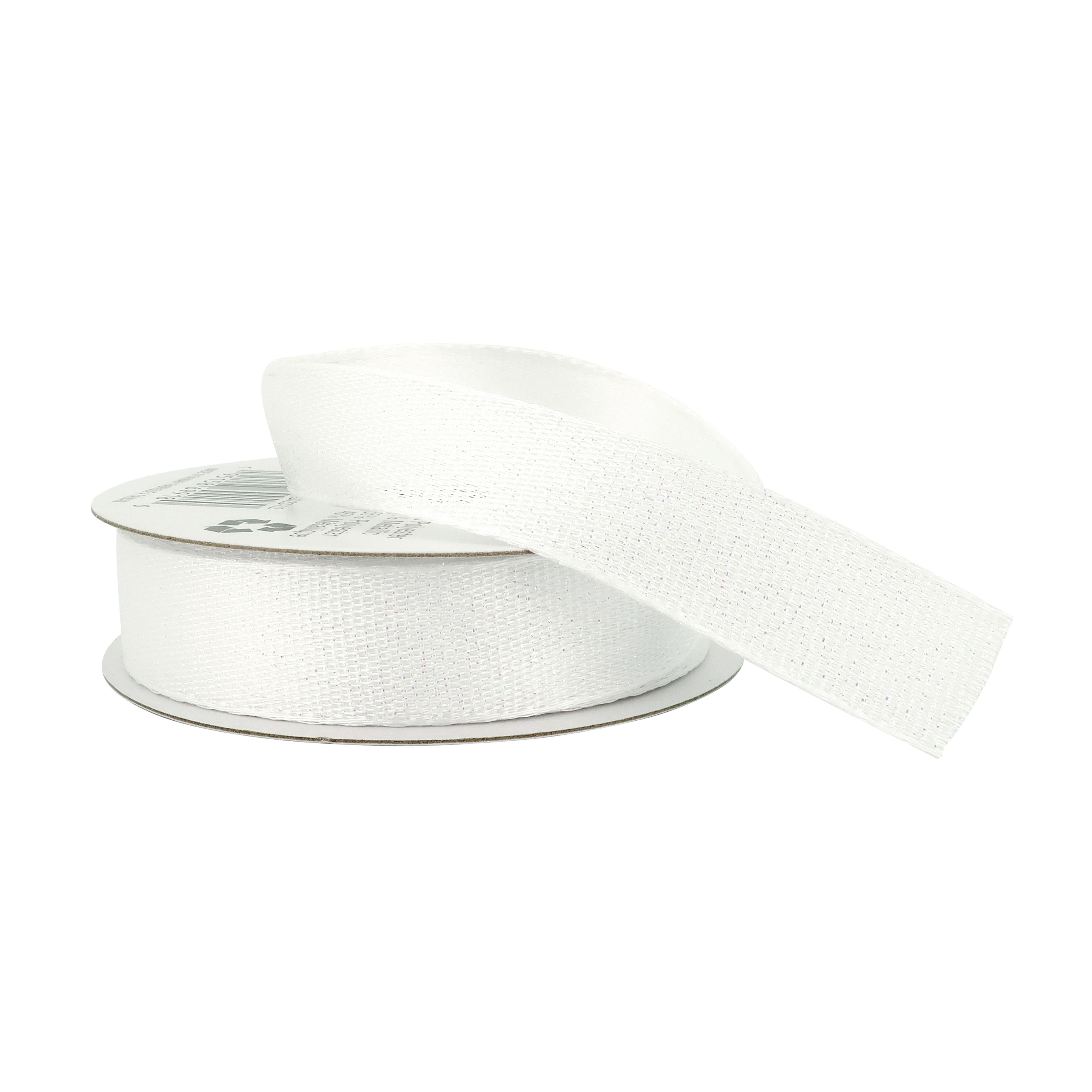 5/8" x 7yd. White Shimmer Ribbon by Celebrate It – Non-Wired with Woven Edge - Ideal for Gift Wrapping - Crafts & Decor - 12 Pack