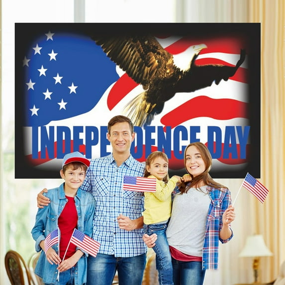 TOPRenddon Independence Day Decorations - Extra Large Patriotic Hanging Flag with Eagle Design, Fade-Proof Outdoor/Indoor Photo Backdrop for July 4th Parties - 59”x35” USA Flag Wall Decor