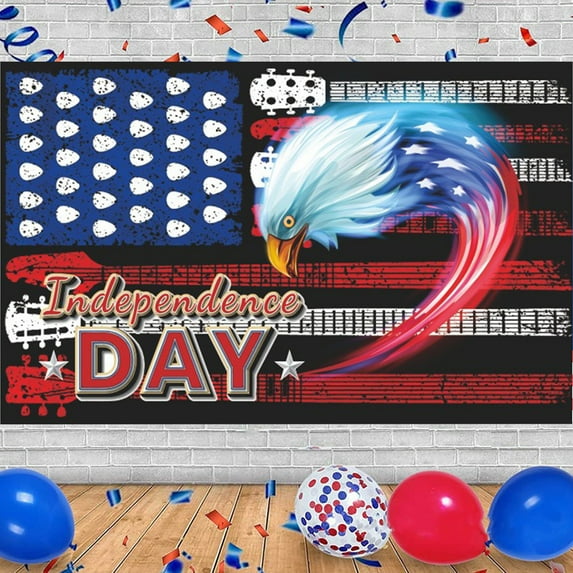 TOPRenddon Independence Day Decorations - Extra Large Patriotic Hanging Flag with Eagle Design, Fade-Proof Outdoor/Indoor Photo Backdrop for July 4th Parties - 59”x35” USA Flag Wall Decor