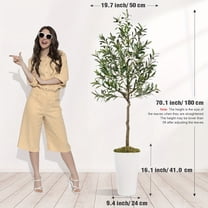 5-8FT Artificial Olive Tree - Potted Faux Silk w/ Fruits - Lifelike for Home/Office (Indoor/Outdoor Decor)