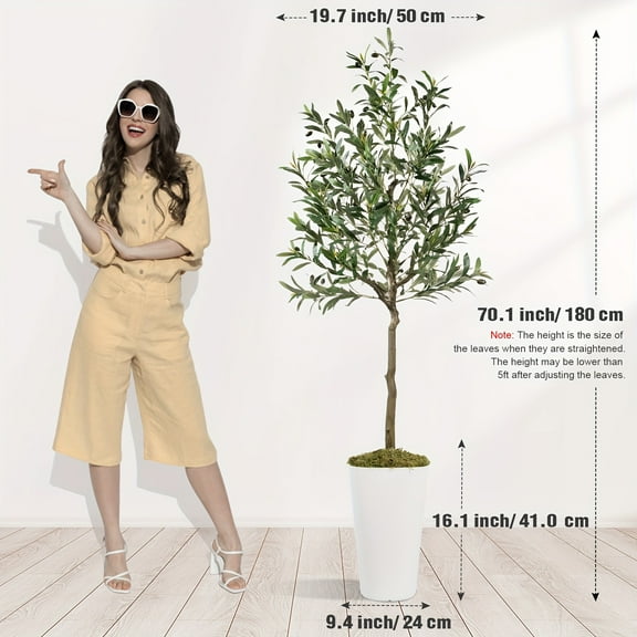 5-8FT Artificial Olive Tree - Potted Faux Silk w/ Fruits - Lifelike for Home/Office (Indoor/Outdoor Decor)