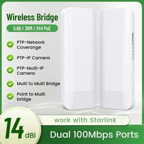 5.8G 100Mbps 3KM Long Range Wifi Bridge Internet Extender Wireless Access Point Outdoor CPE,with 14dBi Directional Antenna